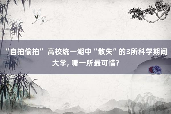 “自拍偷拍” 高校统一潮中“散失”的3所科学期间大学， 哪一所最可惜?