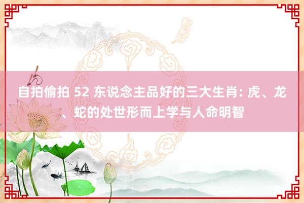 自拍偷拍 52 东说念主品好的三大生肖: 虎、龙、蛇的处世形而上学与人命明智